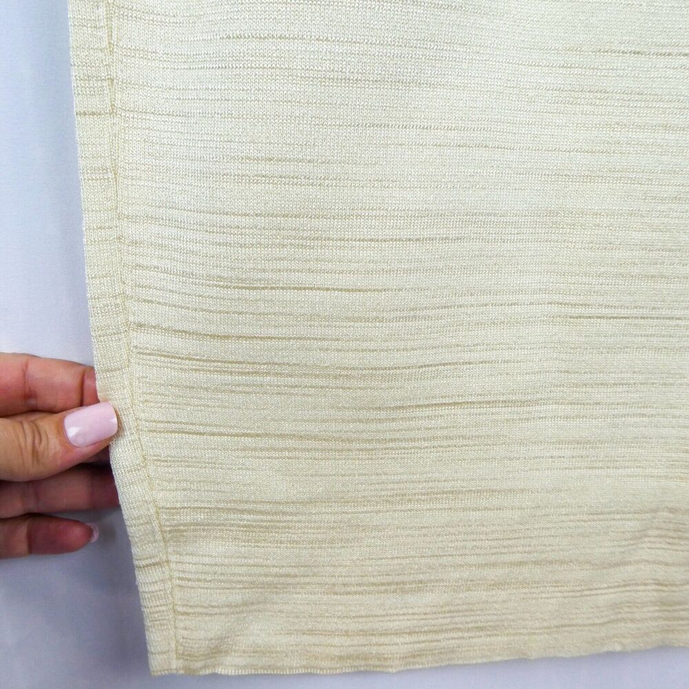 Escada Margaretha Ley Knee Length Pencil Skirt Sz L‎ Ivory Champagne Gold Knit - Picture 3 of 11